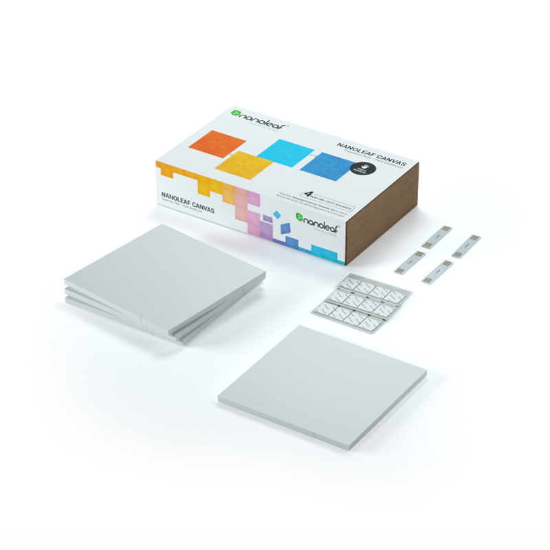 Nanoleaf Canvas 색상 변경 스퀘어 스마트 모듈식 라이트 패널. 4팩 확장 킷. Philips Hue, Lifx와 유사. HomeKit, Google Assistant, Amazon Alexa, IFTTT. 