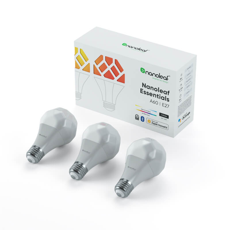 Essentials Homekit A60 | E27 Smart Bulbs (3 Pack) - Nl45-0800Wt240E27-3Pk |  Nanoleaf