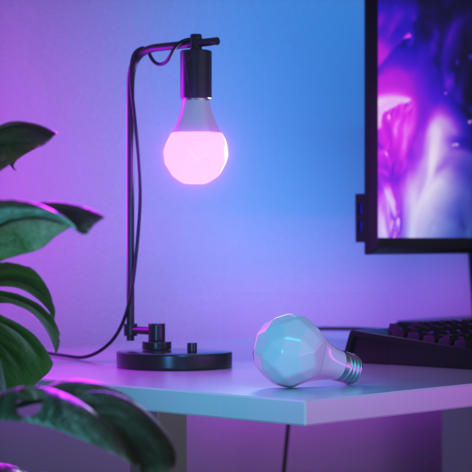 Nanoleaf Essentials Thread enabled หลอดไฟอัจฉริยะแบบเปลี่ยนสีได้ ชุดแบบ 3 ชิ้น คล้ายคลึงกับ Wyze HomeKit, Google Assistant, Amazon Alexa, IFTTT