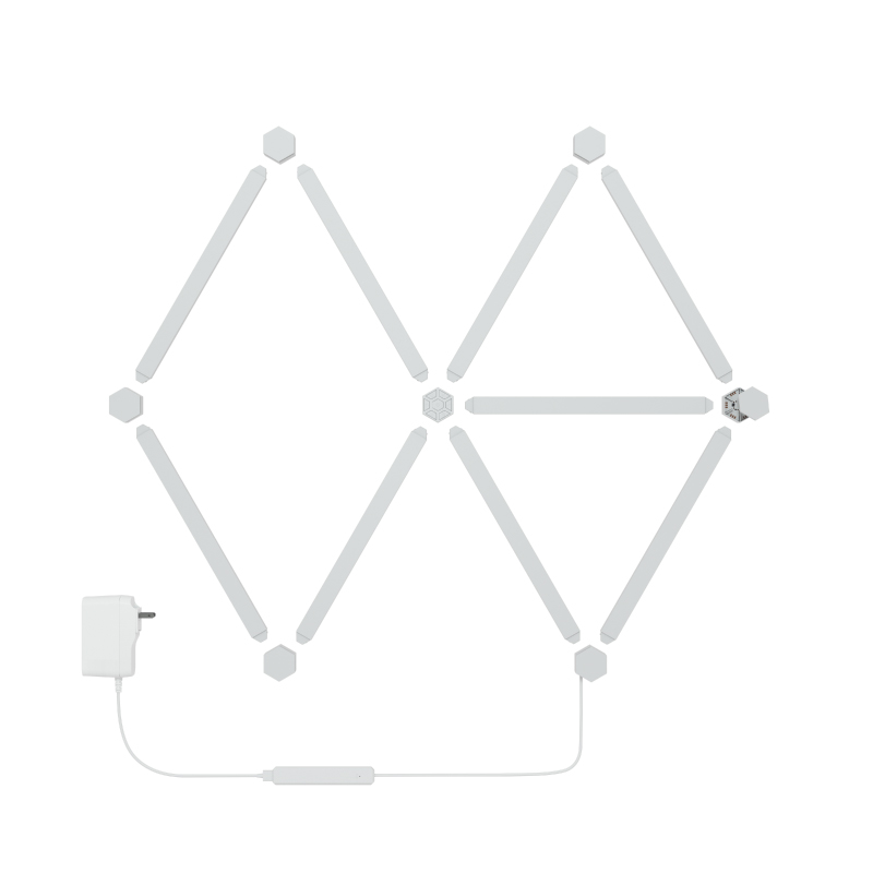 Nanoleaf Lines Thread와 호환 가능 색상 변경 스마트 모듈식 백라이트 라이트 라인. 9팩. 확장팩, 플렉시블 커넥터, 스킨 부속용품이 포함되어 있습니다. HomeKit, Google Assistant, Amazon Alexa, IFTTT.